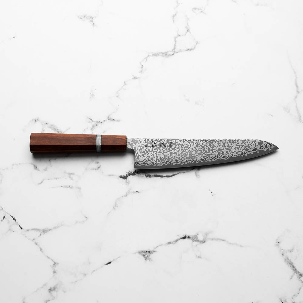 Hatsukokoro Hikari SLD Damascus Kurozome Gyuto 195mm - Sandalwood