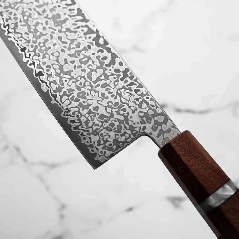 Hatsukokoro Hikari SLD Damascus Kurozome Nakiri 160mm - Sandalwood