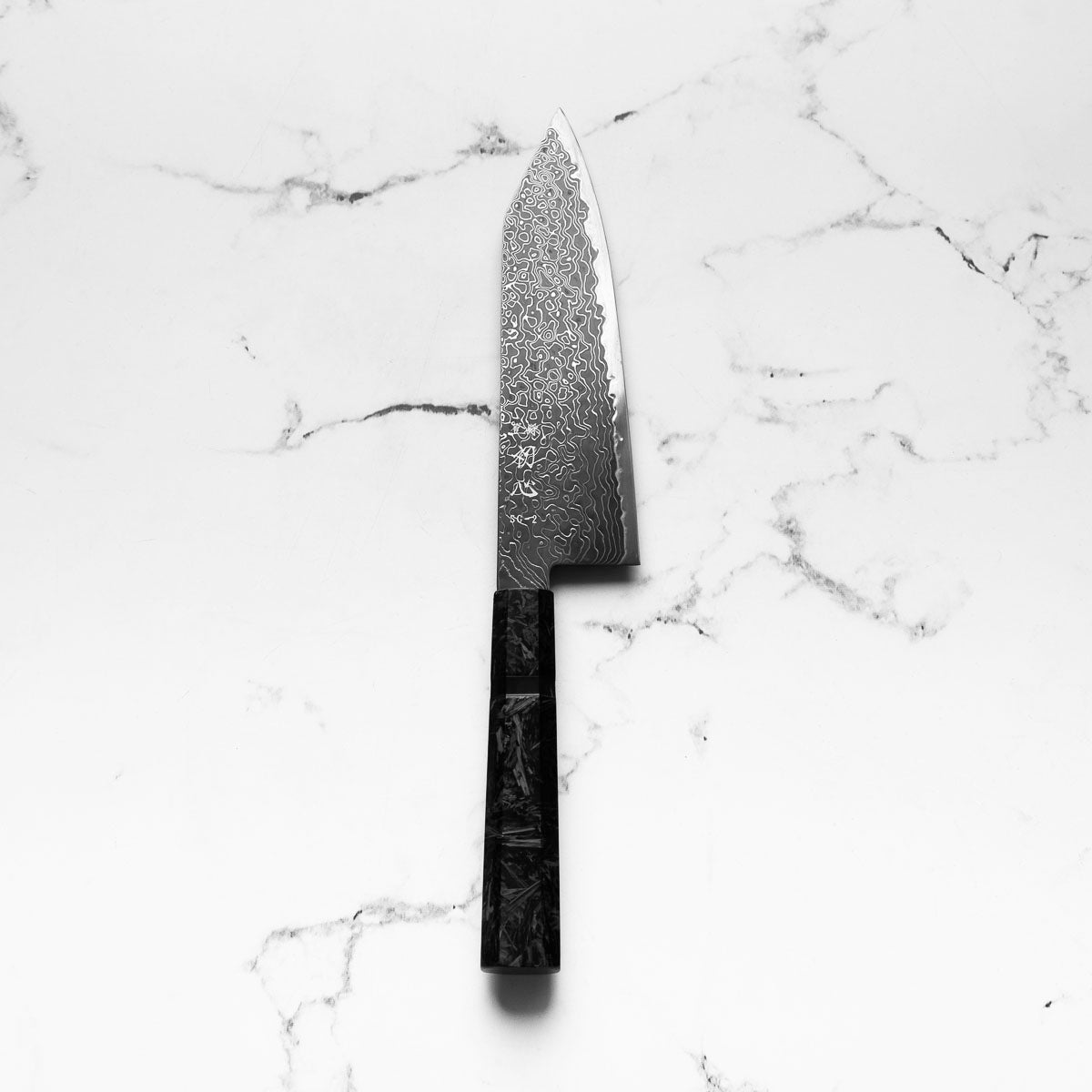 Hatsukokoro Ryuhyo Kurozome SG2 Damascus Bunka 180mm -  Dark Carbon Fibre