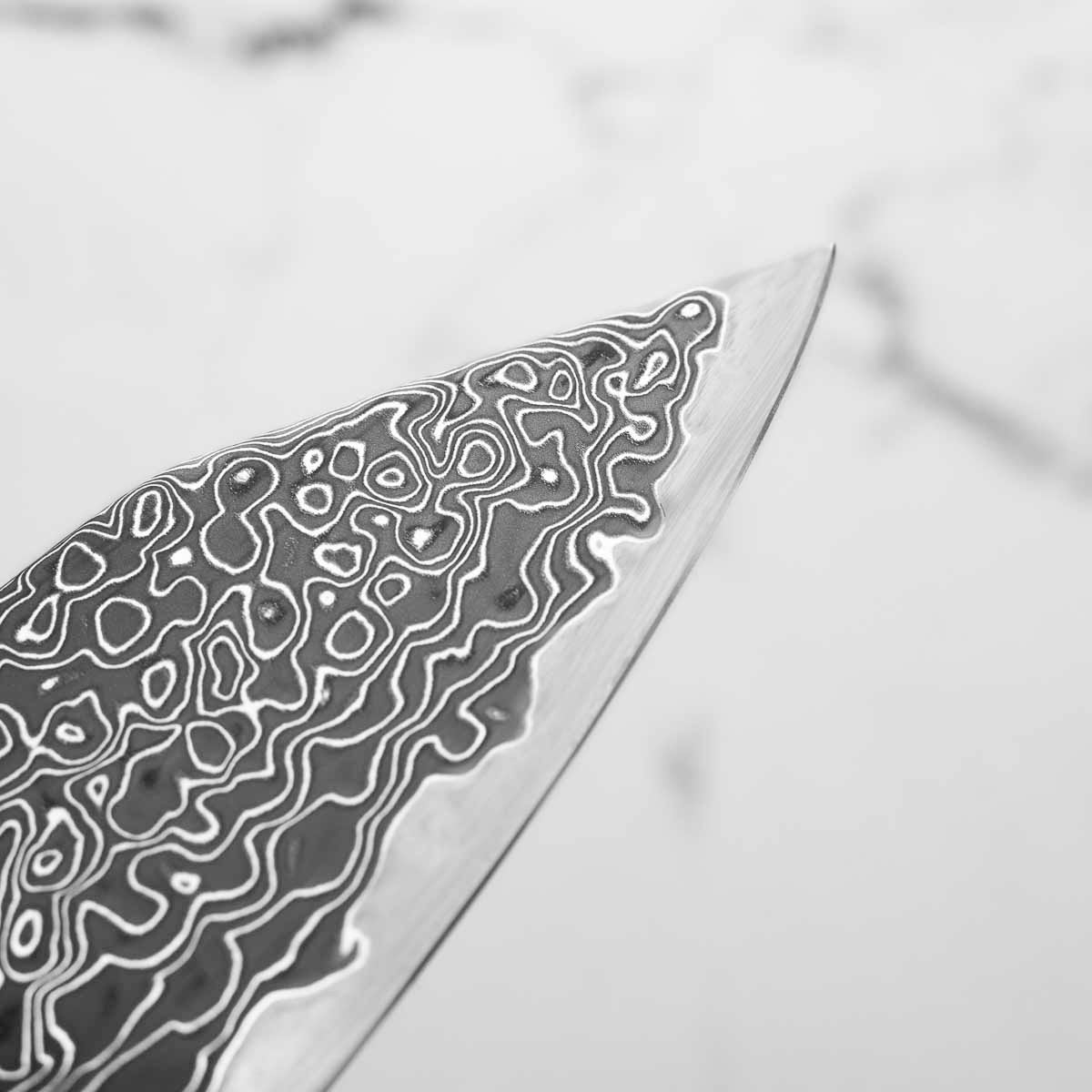 Hatsukokoro Ryuhyo Kurozome SG2 Damascus Bunka 180mm -  Dark Carbon Fibre