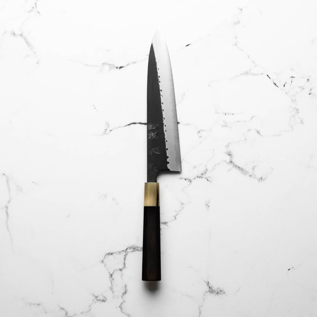Hatsukokoro Shinkiro Blue Super Damascus Kurouchi Gyuto 210mm - Ebony & Blonde
