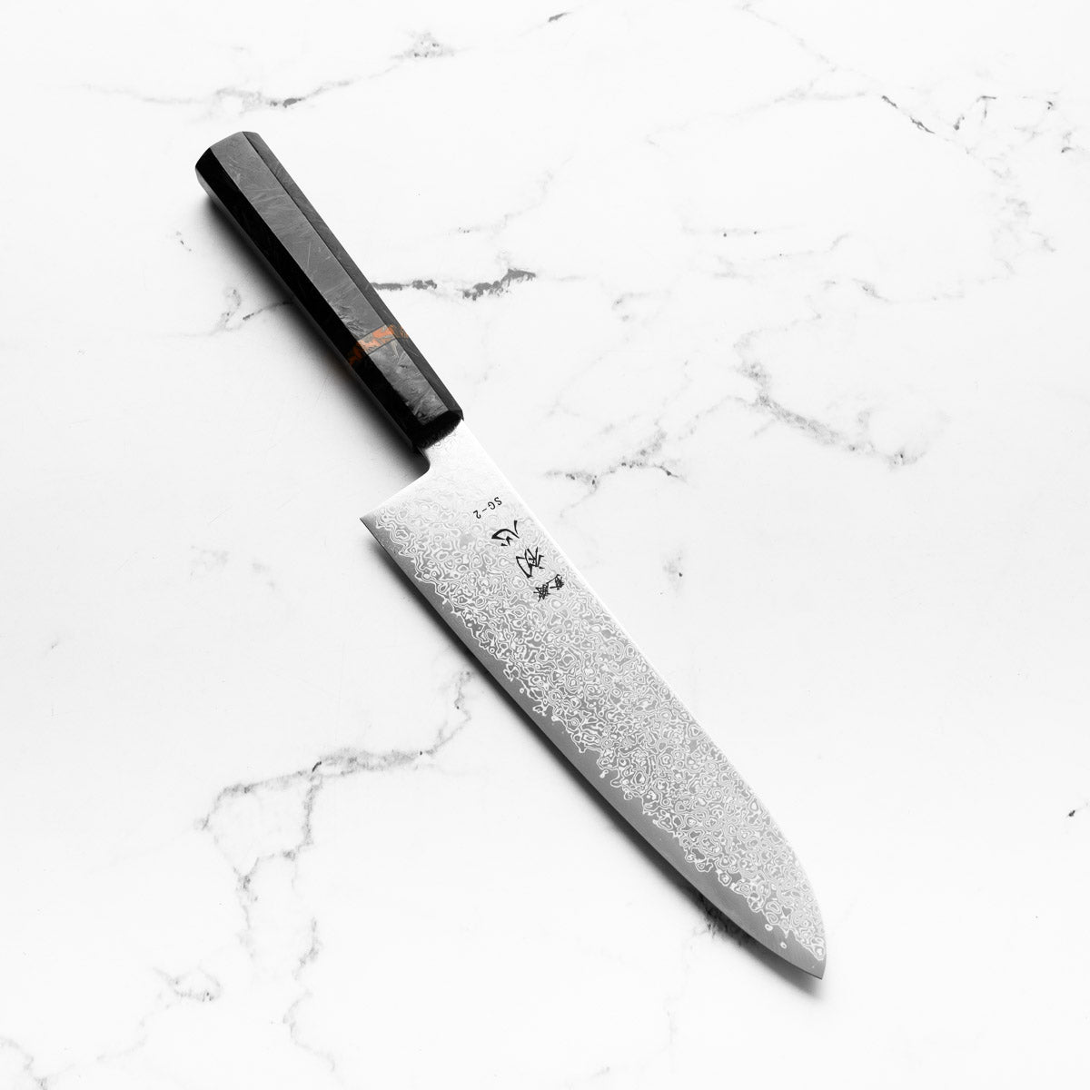 Hatsukokoro Saihyo SG2 Damascus Gyuto 210mm - Carbon Fibre