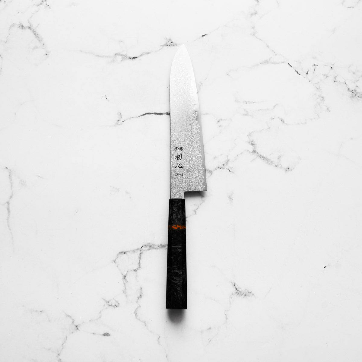 Hatsukokoro Saihyo SG2 Damascus Gyuto 210mm - Carbon Fibre