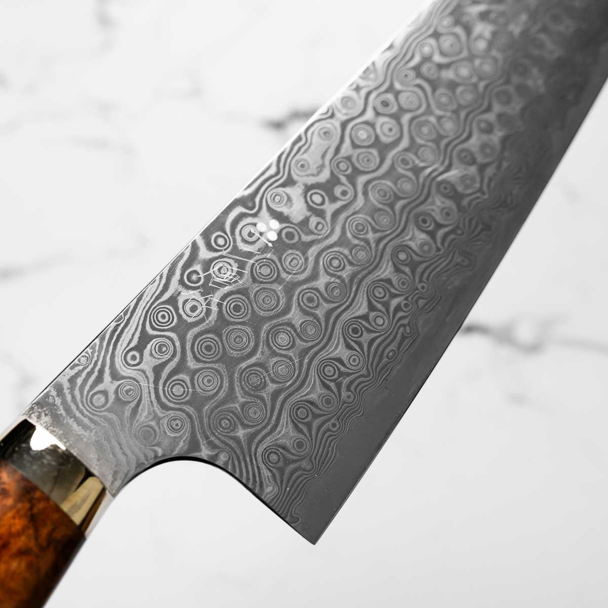 Nigara Hamono "Anmon" SG2 Damascus Kiritsuke Gyuto 240mm - Western Karin Handle