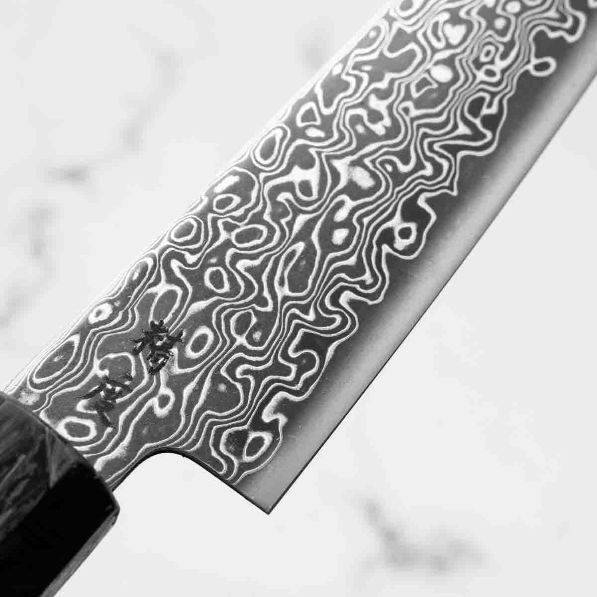 Seido VG10 Kurozome Nickel Damascus Petty 150mm - Dark Carbon Fibre