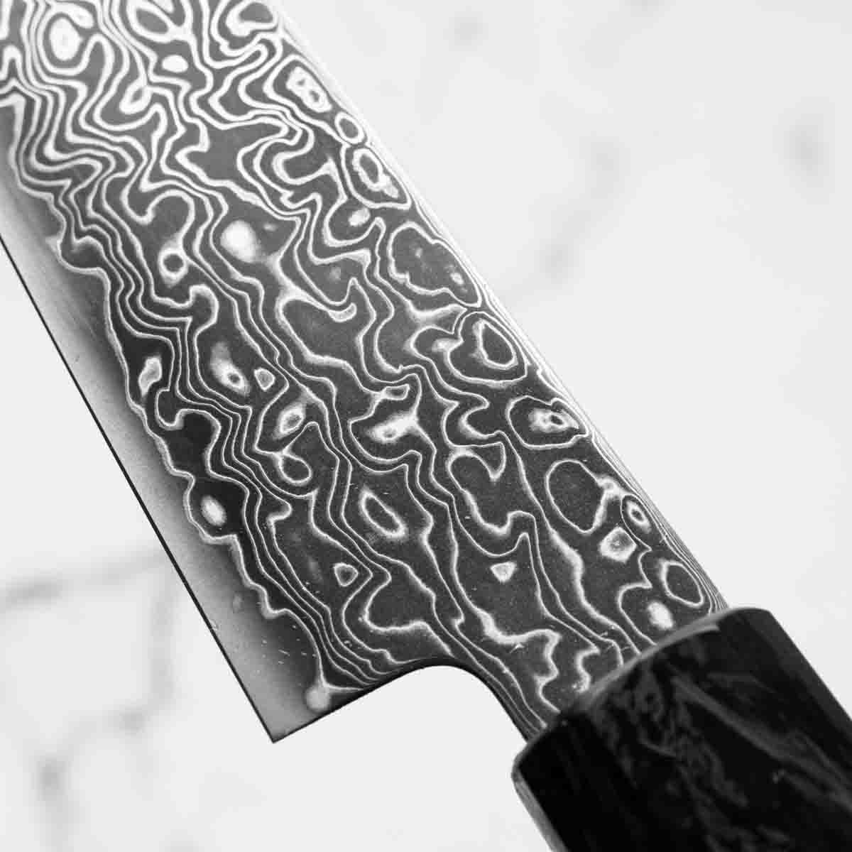 Seido VG10 Kurozome Nickel Damascus Petty 150mm - Dark Carbon Fibre