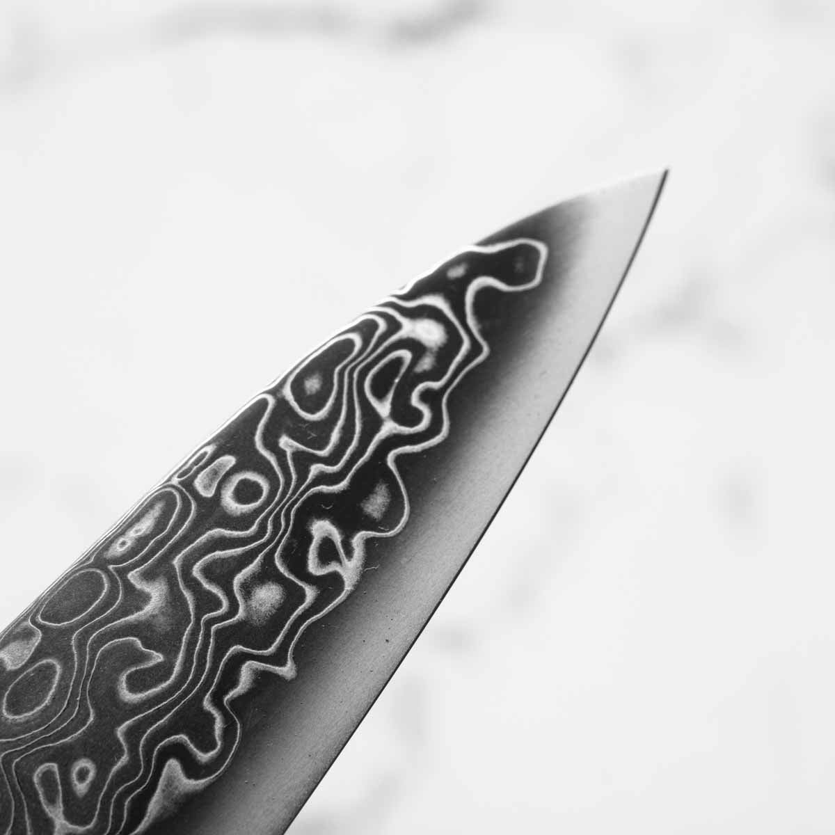 Seido VG10 Kurozome Nickel Damascus Petty 150mm - Dark Carbon Fibre
