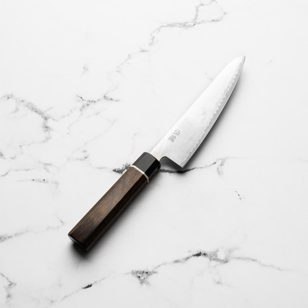 Senzo Black VG10 Damascus Small Santoku 143mm