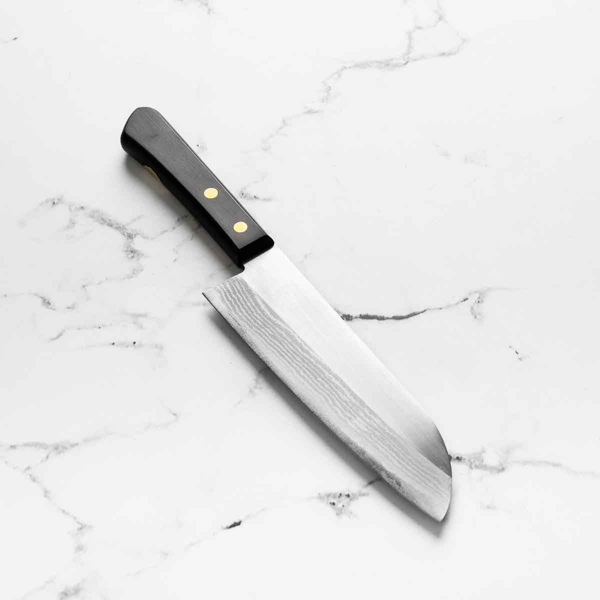 Shibamasa VG5 Damascus Santoku - Black Handle