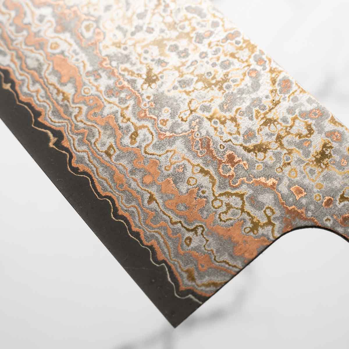 Takeshi Saji VG10-W Nashiji Rainbow Damascus Nakiri - Dark Maple