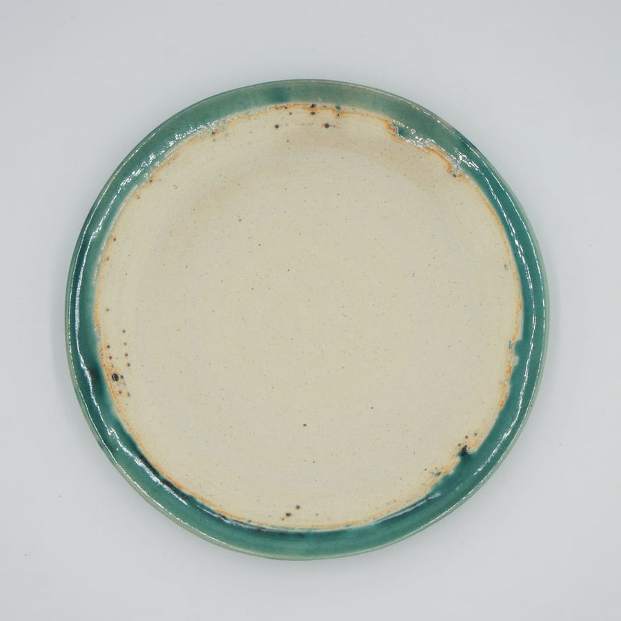 Bread & Rice Glossy Glaze Large Plate - Turkey Blue - angled view