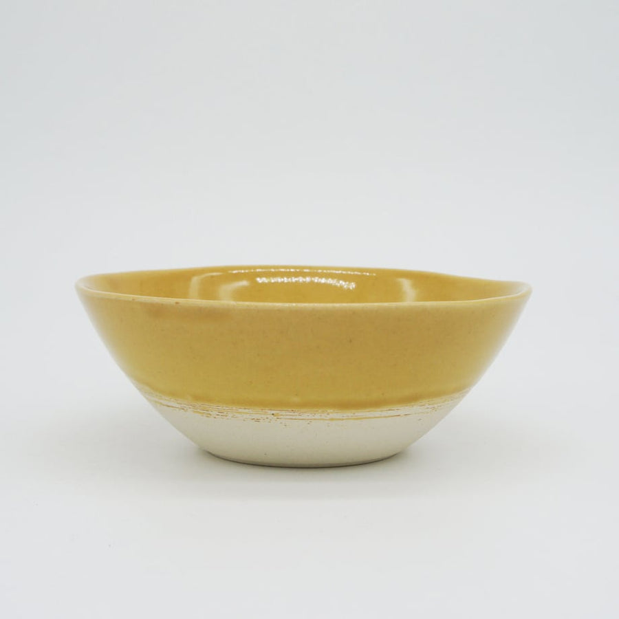Bread & Rice Glossy Glaze Medium Bowl - Mont Blanc Mustard - angled view