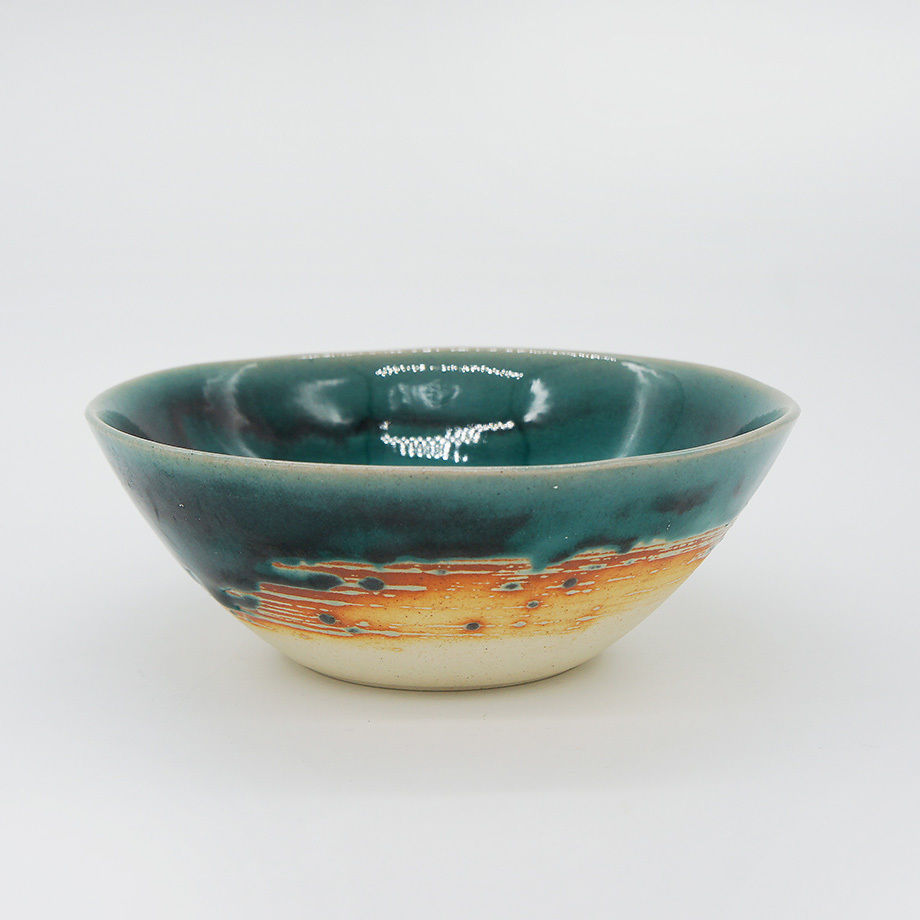 Bread & Rice Glossy Glaze Medium Bowl - Turkish Blue